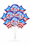 Dream Decor Happy 4th of July Balloons 12 Pack - American Flag Star & Happy 4th of July Foil Balloons with Ribbon Rolls & Inflation Straw - Patriotic