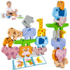 Oukitoymer Montessori Toys, 10pcs Wooden Animal Blocks, Baby Sorting Stacking Educational Learning Puzzles, Sensory Toys for 0 1 2 3 4 Year Old Kids