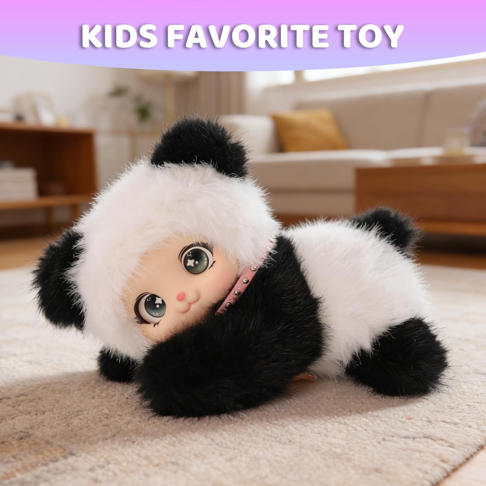 Furvana Cute Panda Stuffed Animal Doll Series, Vinyl Kawaii Panda Plush Pendant, Giftable for Kids, Boys, Girls Birthday Christmas