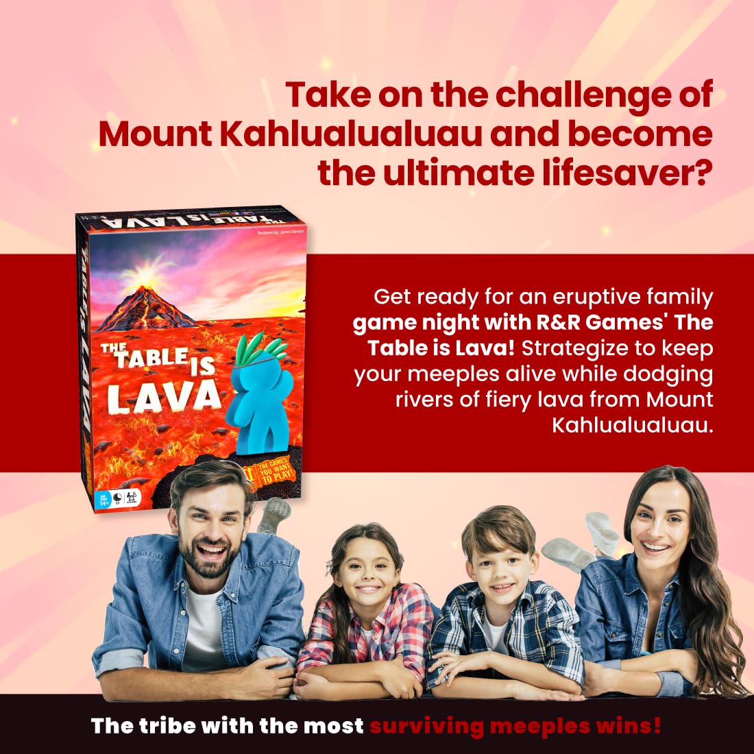 R&R Games The Table is Lava, Family Card Game for Adults and Kids Ages 14 and Older, Game Night Tabletop Game