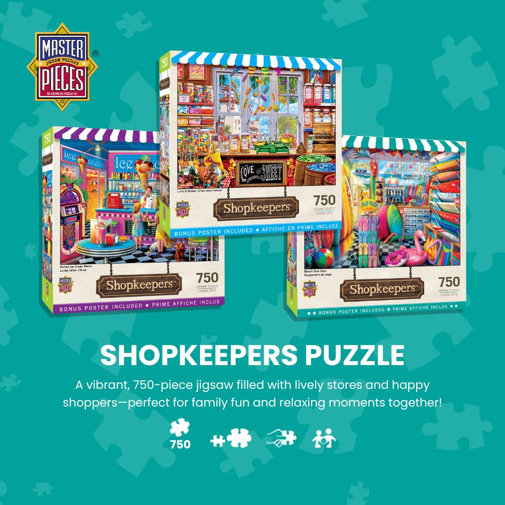 Masterpieces 750 Piece Jigsaw Puzzle for Adults and Family - Anna's Ice Cream Parlor - 18"x24"