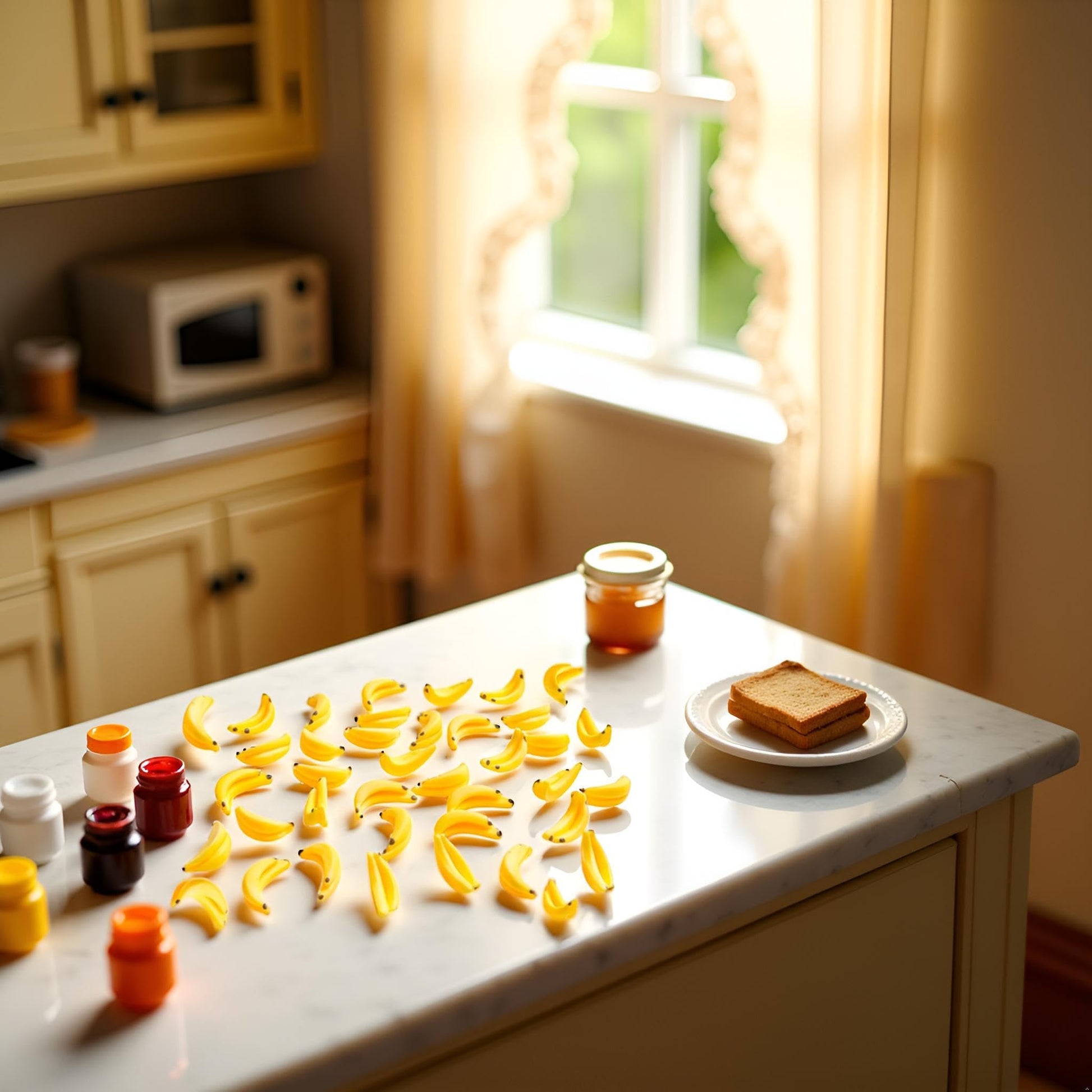 35Pcs Yellow Miniature Bananas 1/12 Scale Banana Models Miniature Fruit Fake Mini Fruits for Mini House Kitchen Fairy Garden Decor?Dollhouse