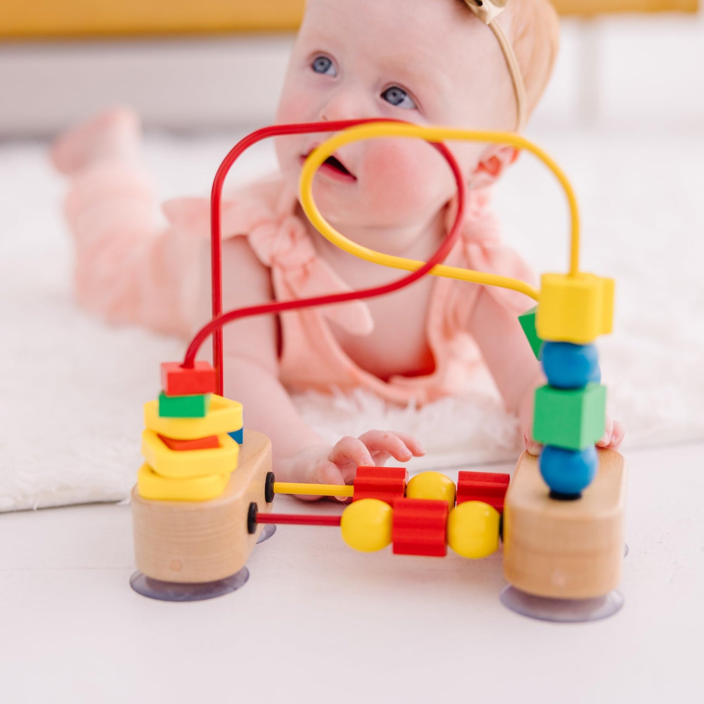 Melissa & Doug First Bead Maze - Wooden Educational Baby Toy with Suction Cups, for Floor, High Chair or Toddler Table, Toddler Toys for Girls & Boys