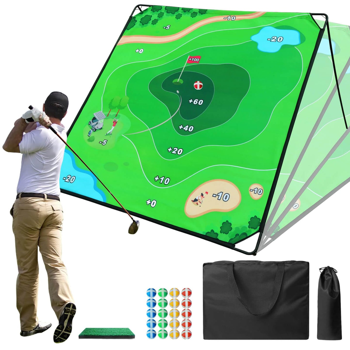 KEMLDIVS Golf Chipping Game Set, 71"x71" Sticky Golf Game with Sticky Balls