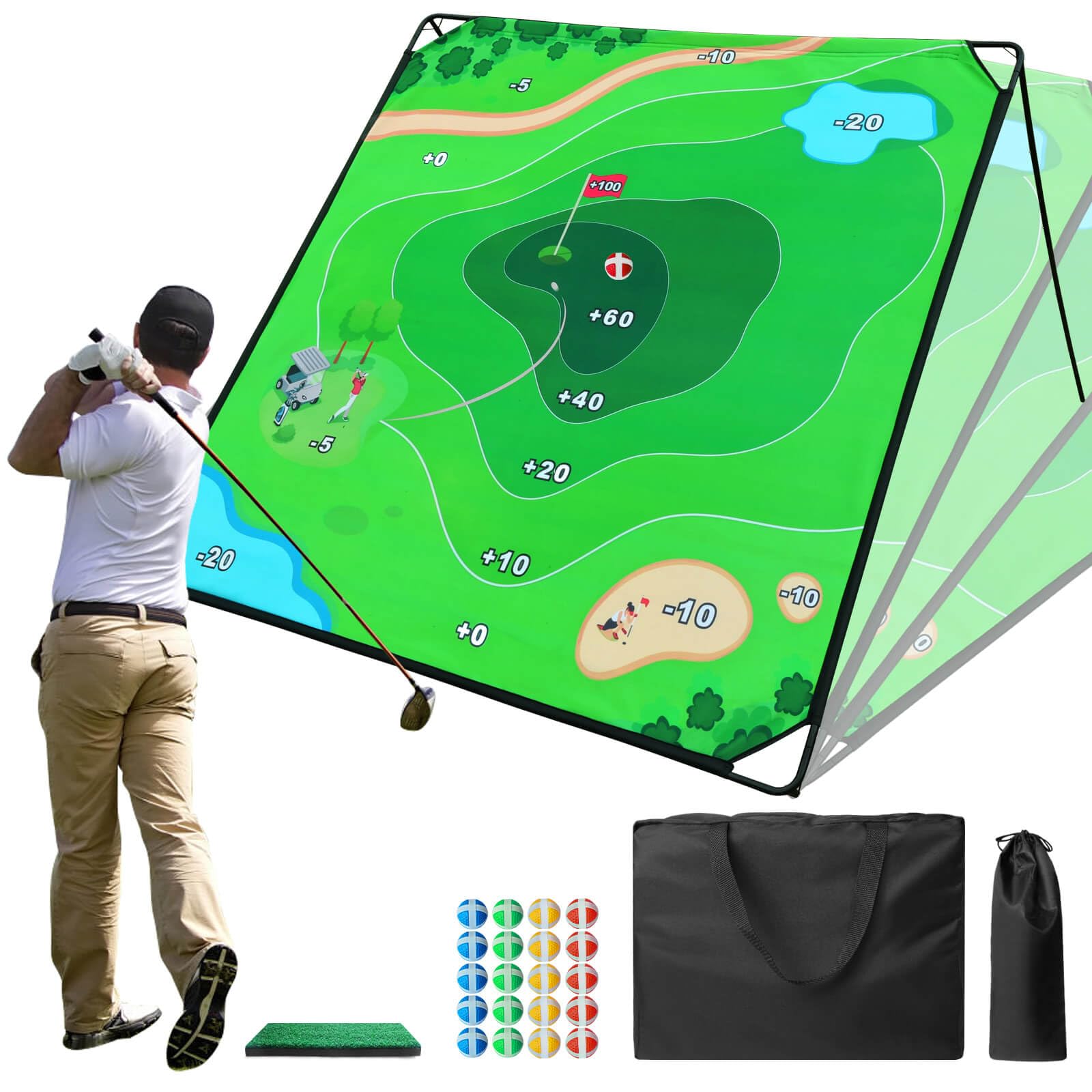 KEMLDIVS Golf Chipping Game Set, 71"x71" Sticky Golf Game with Sticky Balls