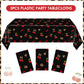 Zaypsot 3Pcs Cheetah and Cherry Birthday Decorations Tablecloths, Red and Black Disposable Plastic Tablecloths 54x108In for Bday Bridal Shower Wedding