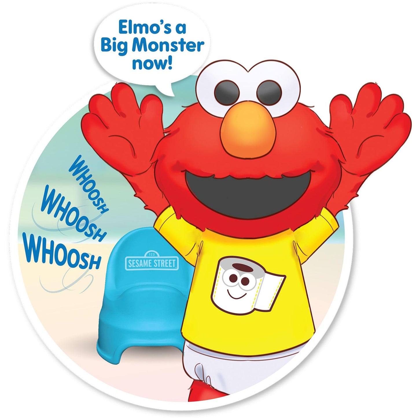 Sesame Street Potty Time Elmo 12-Inch Sustainable Plush Stuffed Animal, Sounds and Phrases, Potty Training Tool, Kids Toys for Ages 18 Month by Just