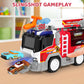 Big Fire Trucks for Toddlers 3 4 5 6 7 with 2PCS Ejecting Race Cars 18-Inch Ladder Lights Sprinkler Pump & Water Shooting Big Emergency Vehicle