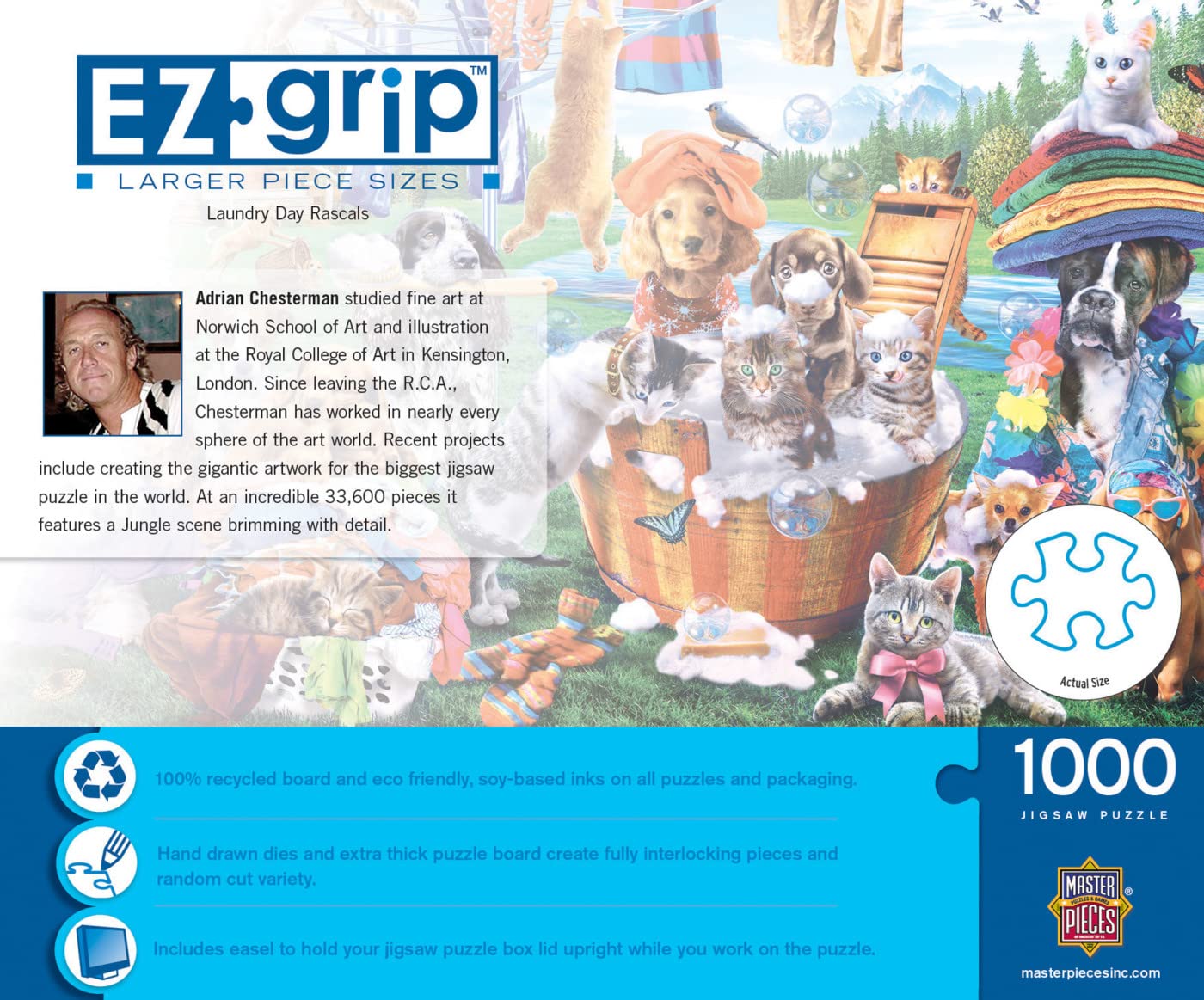 MasterPieces 1000 Piece EZ Grip Jigsaw Puzzle for Adults, Family, Or Youth - Laundry Day Rascals - 23.5"x34"
