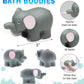 DolliBu Elephant Bath Buddy Squirter - Floating Elephant Rubber Bath Toy, Fun Water Squirting Bathtime Play For Toddlers, Soft Wild Life Animal Toy