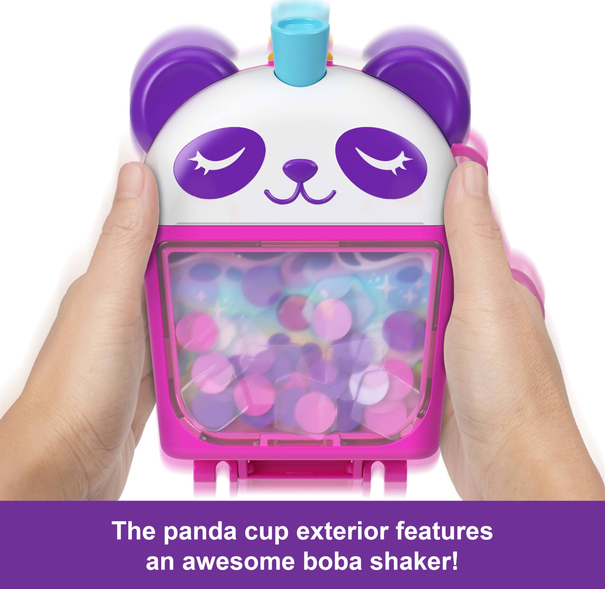 Polly Pocket Playset with 2 Micro Dolls & Food Accessories, Bubble Tea Panda Compact Animal Toy