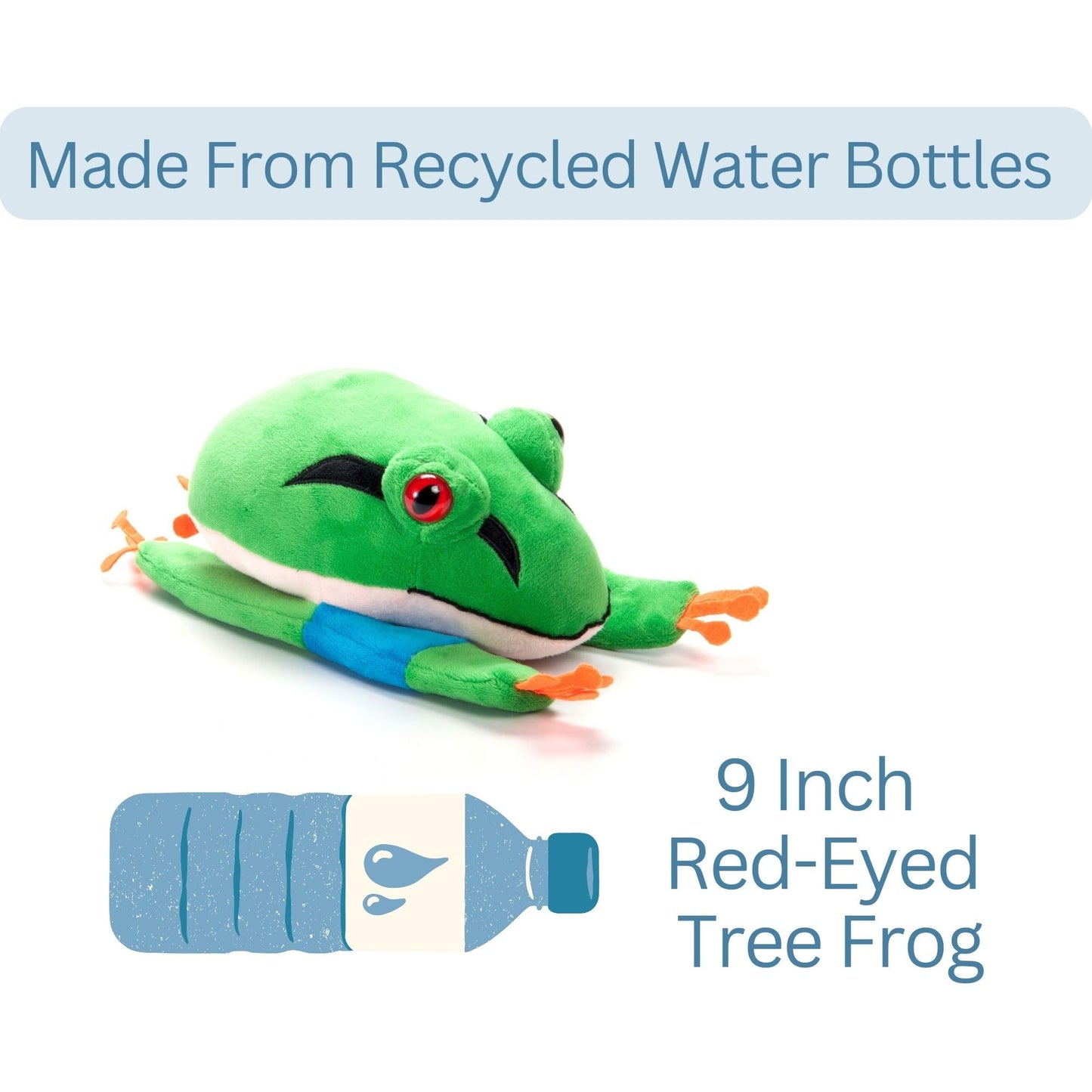The Petting Zoo Red-Eyed Tree Frog Stuffed Animal Plushie Slap Bracelet, Gifts for Kids, Slapstix Wildlife Animals, Green Frog Plush Toy, 10 inches