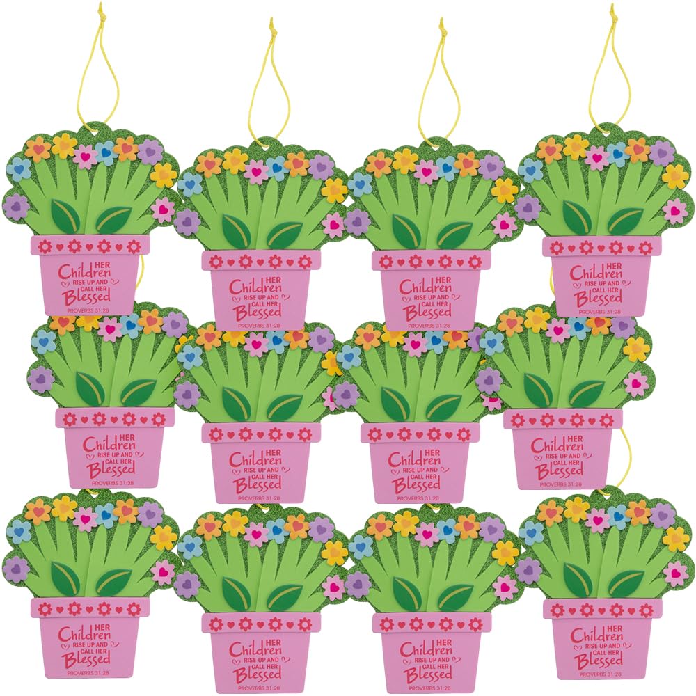 Fun Express Religious Mother’s Day Flower Pot Handprint Craft Kit, Makes 12