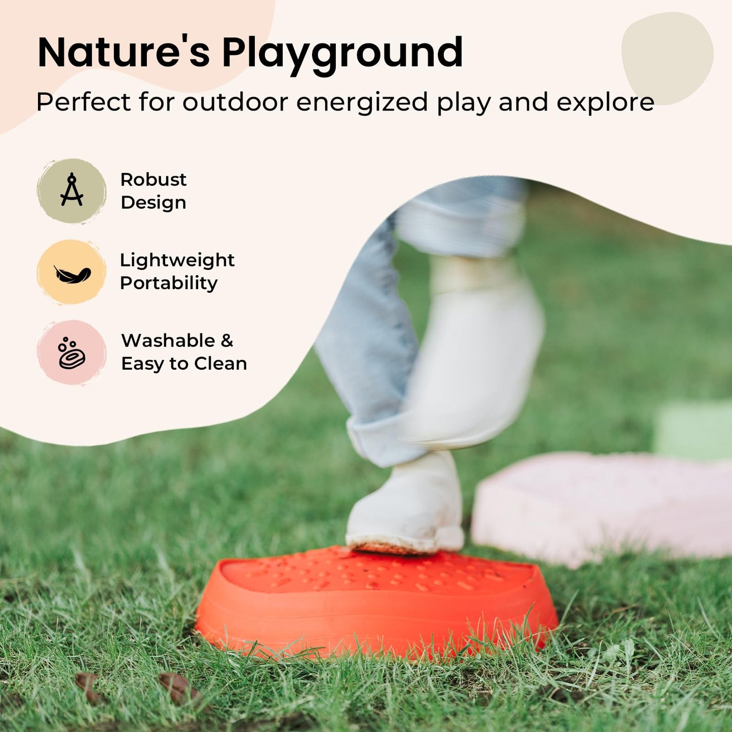 Tiny Land Stepping Stones for Kids, 5pcs Non-Slip Balance Toddler Toys