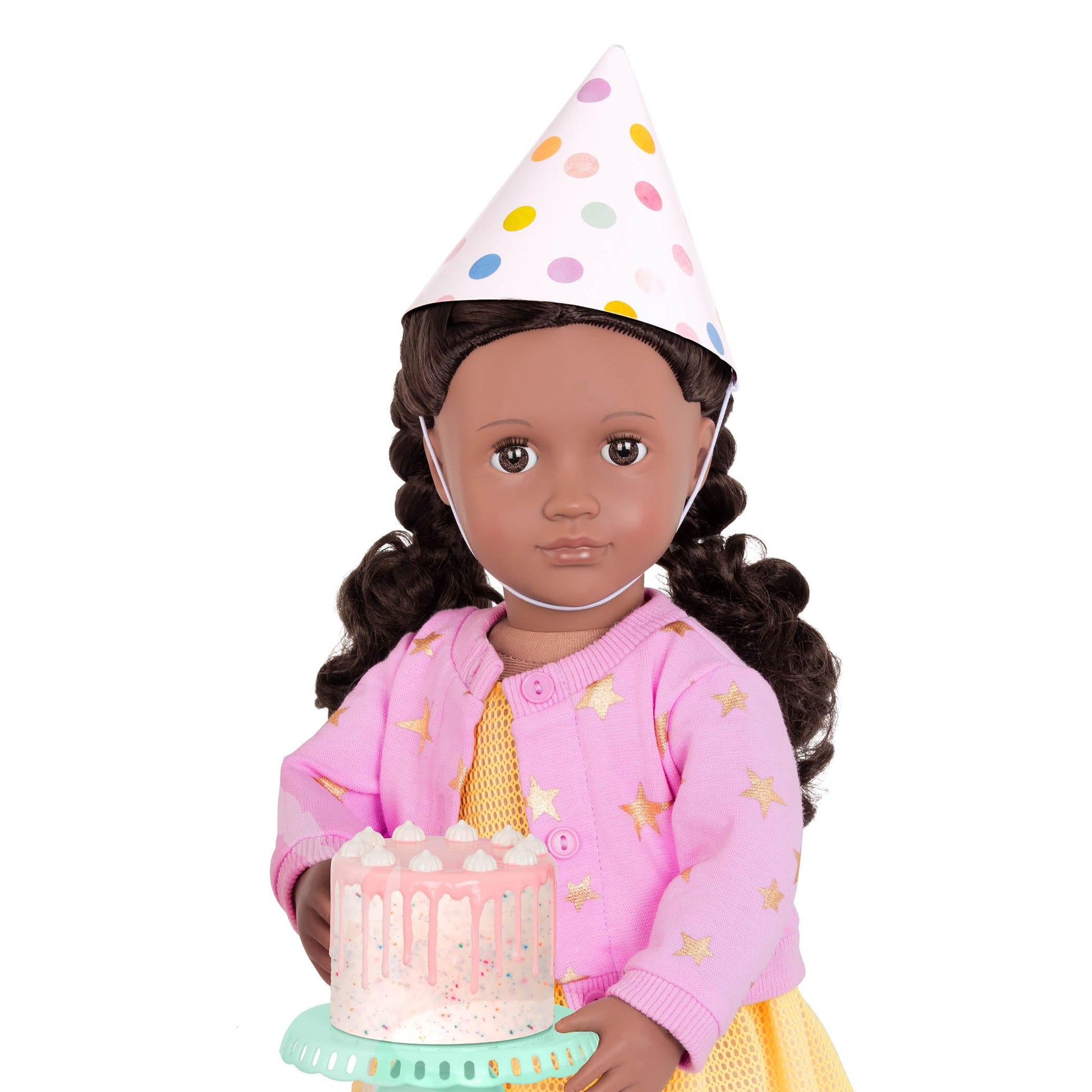 Our Generation - Sweet Celebration Birthday Set - 18-Inch Doll Party Accessories - Birthday Cake & Balloons - Pretend Food & Supplies - Imaginative