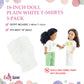 Emily Rose 5-Pack Bright White 18 Inch Doll Clothes Premium T-Shirts