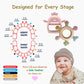 Komfy LilLove 2 Pack Baby Teething Toys for 0-6 & 6-12 Months, Food Grade Silicone Teething Mitten No Drop Teether and Ring Teether, BPA Free