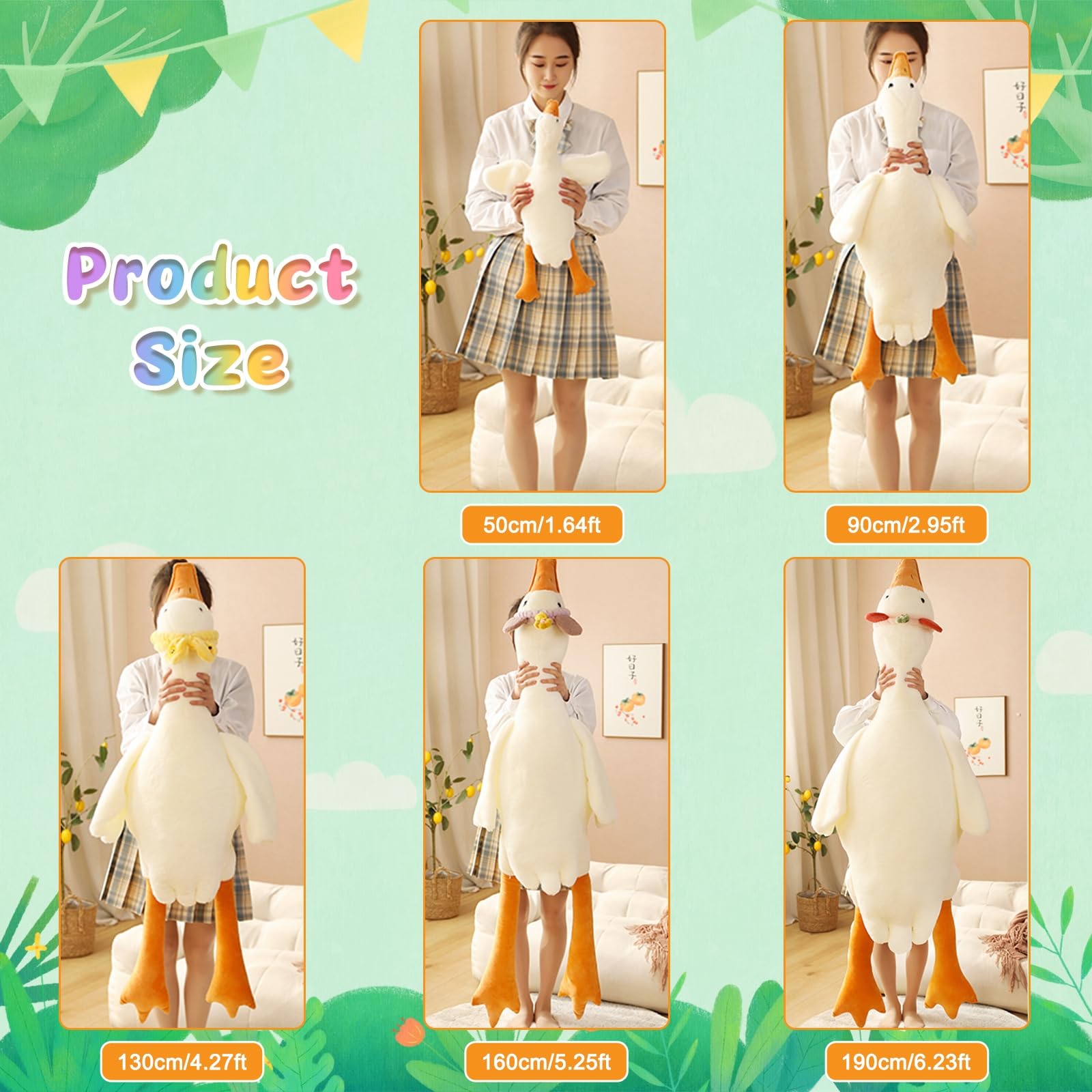 CottonStar Goose Stuffed Animal 20 Inch Cute Duck Plush Toy, Goose Plush Soft Swan Hugging Pillow, Gift for Kids and Friends, White