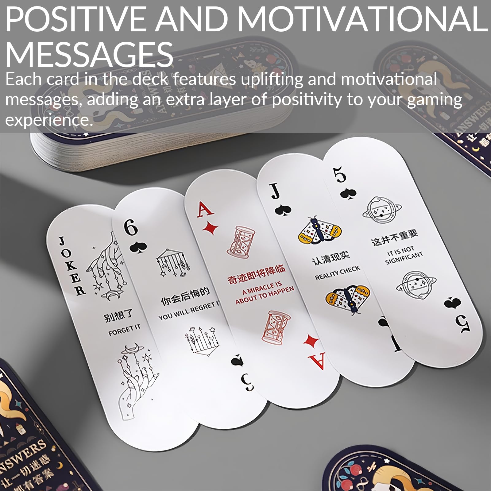 Roioiow Fun Mini Playing Cards - Narrow Deck of Cards Poker Game, for Travel,Camping and Party with Positive Messages