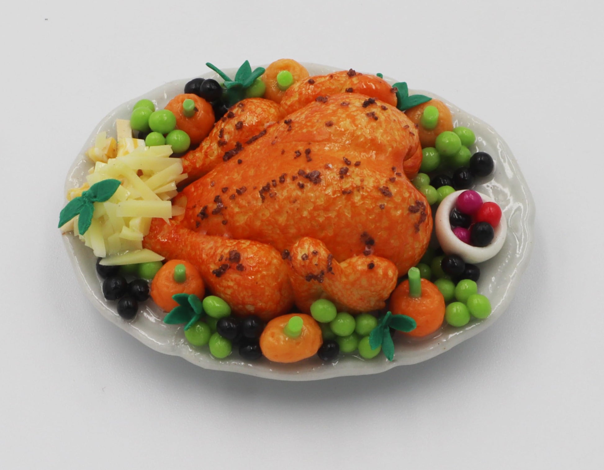 Handmade Miniature Roast Turkey - Realistic Clay Thanksgiving Turkey Figurine for Dollhouses, Food Displays, DIY Crafts & Holiday Decorations