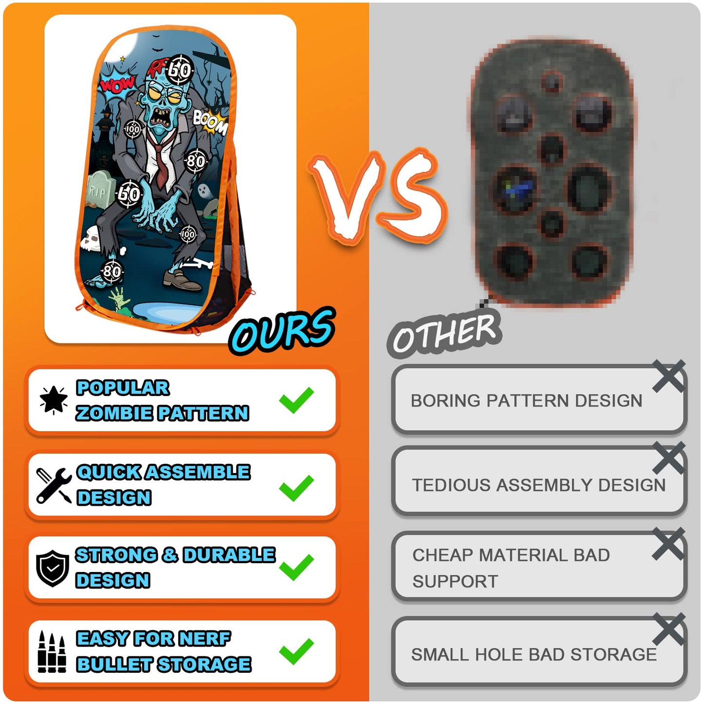 Quanquer Shooting Games Targets Compatible with Toy Foam Blaster Balls Popper, Ideal Festival Birthday Toys for Boys Indoor Outdoor Backyard Kids