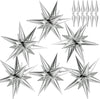 74 PCS Silver Star Balloons, 12 Point Star Foil Mylar Balloons Spike Explosion Cone Balloon for Party Decorations Supplies, Birthday, Wedding, Baby