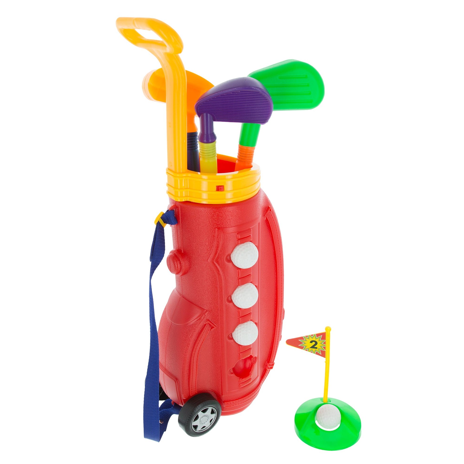Toddler Toy Golf Play Set with Plastic Bag, 2 Clubs, 1 Putter, 4 Balls, Putting Cup Indoor or Outdoor Use for Toddlers Boys and Girls by Hey! Play! 9