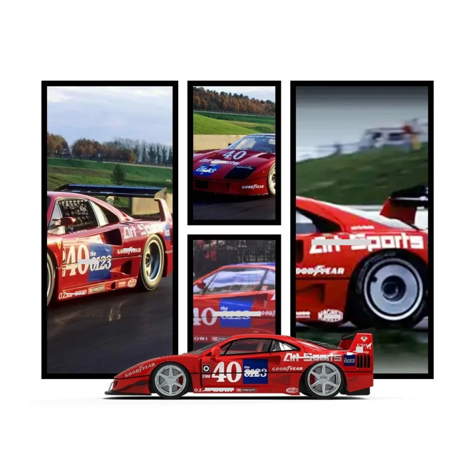 HTLNUZD 1/64 F40 Alloy Diecast Mini Sports Car Model for Ferrari F40#40 & #27 Racing Car Collectible, Ideal Custom Gift Collectors (red)