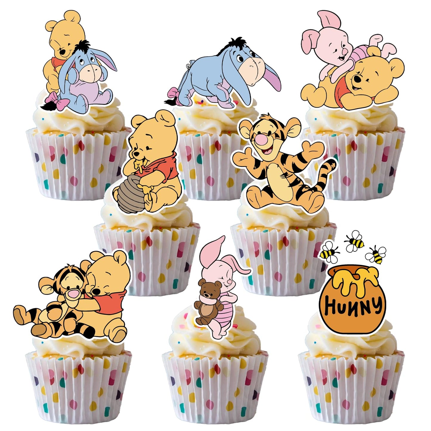 48CS Cute Bear Cupcake Toppers For Birthday Party Cupcake Decorations Baby Shower Supplies