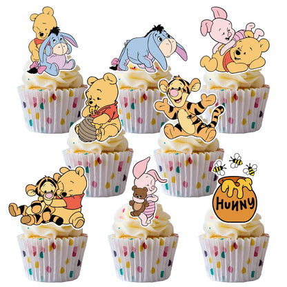48CS Cute Bear Cupcake Toppers For Birthday Party Cupcake Decorations Baby Shower Supplies