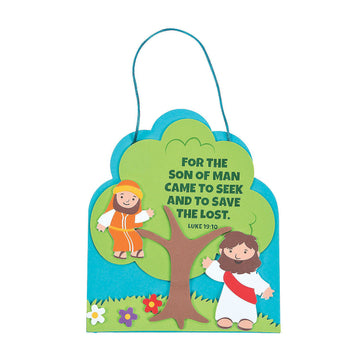 Fun Express Zacchaeus Sign Craft Kit - Religious Craft for Kid - Perfect for Sunday School - Vacation Bible School & Church Events - Fun DIY Activity