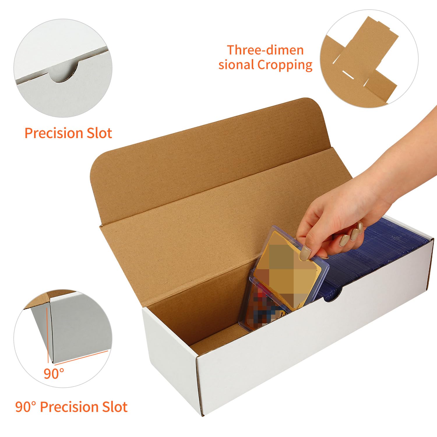 EBOAUSI 4-Pack • 3200-Count Trading/Gaming Card Box - Fits Toploaders & Sports Cards - Heavy-Duty Cardboard Organizer