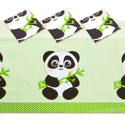 Blue Panda Panda Tablecloth - 54 x 108 in, Green, 3 Pack - Plastic Tablecloth - Disposable Table Cover for Panda Birthday Party Decoration & Theme