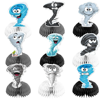 Tornado Honeycomb Centerpieces Tornado Birthday Table Centerpieces for Party, 9 Pcs Tornado Birthday Table Decorations for Tornado Party Decorations