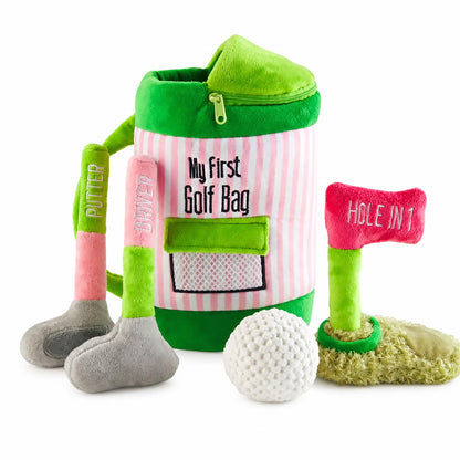 Mud Pie Pink Golf Plush Play Set, Baby Golf Bag Toy