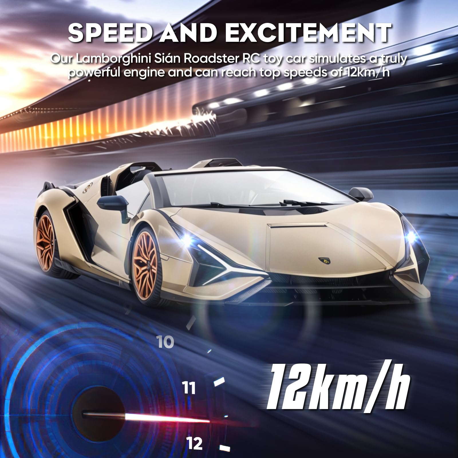 MIEBELY Lamborghini Remote Control Car, 1:16 Scale Lambo Toy Car 7.4V 500mAh Officially Licensed 12Km/h Rc Cars with Led Light 2.4Ghz Model Car