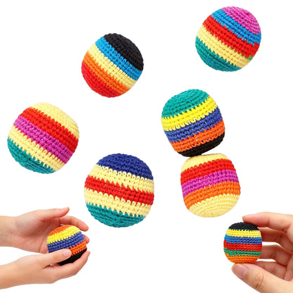 Krucsvaom 6 Pack Footbag Set - Handmade Crochet Kick Sack Balls for Adults & Beginners, Colorful Juggling Footbags, Pellet Filled Balance Toy