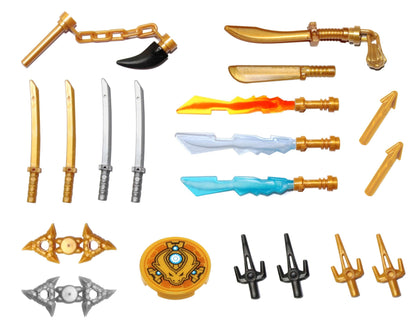 LEGO NINJAGO Weapons Pack with Display Stand - for All Minifigures, 24 pieces