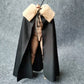 1:6 Scale Medival Knights Soldier Cloak for 12" Female Male Body Action Figure Clothes (Black Brown Collar)
