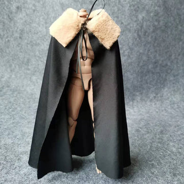 1:6 Scale Medival Knights Soldier Cloak for 12" Female Male Body Action Figure Clothes (Black Brown Collar)