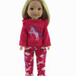 American Fashion World Pink Unicorn Pajamas for 14-Inch Dolls | Premium Quality & Trendy Design | Dolls Clothes | Outfit Fashions for Dolls for