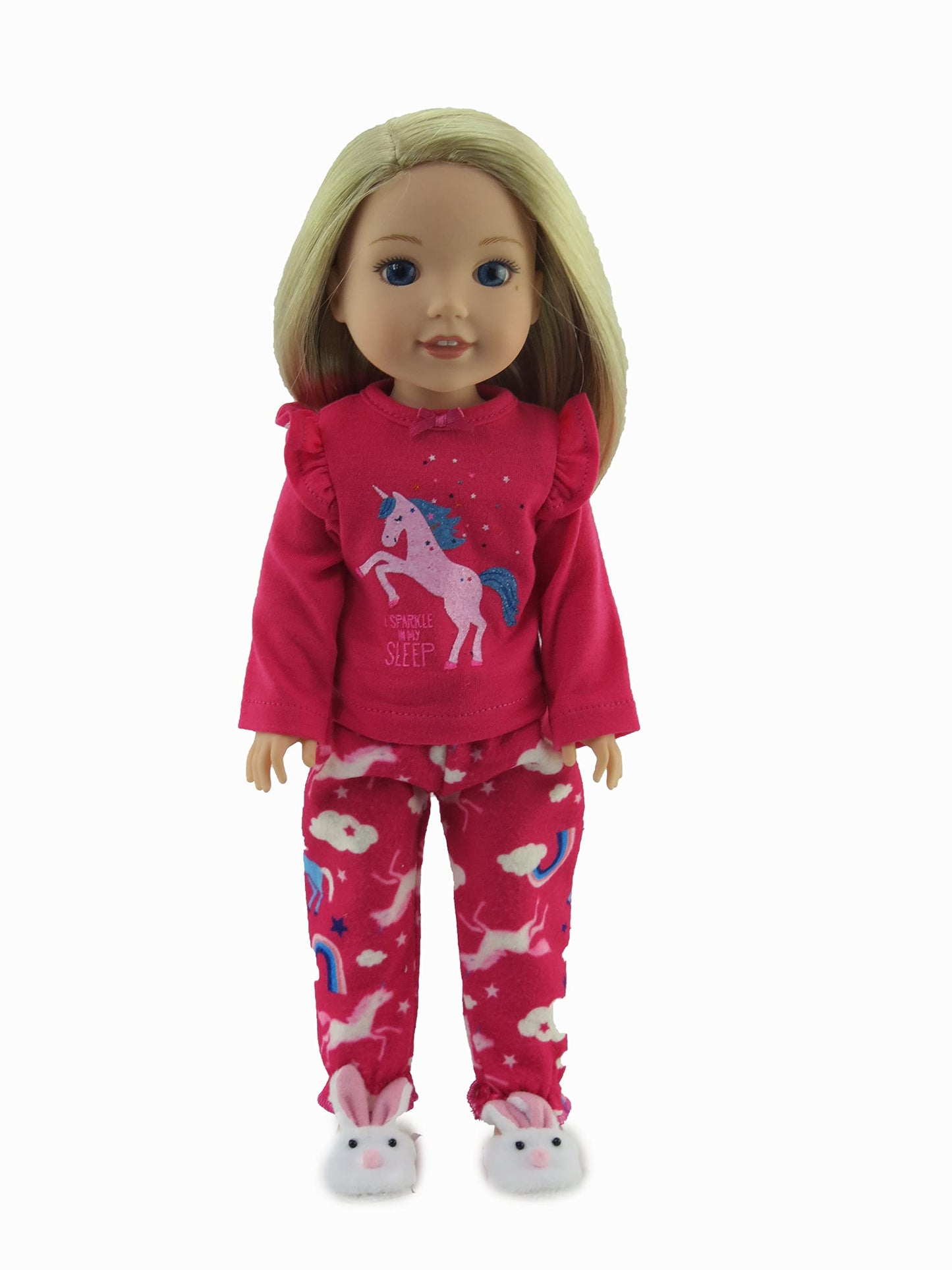 American Fashion World Pink Unicorn Pajamas for 14-Inch Dolls | Premium Quality & Trendy Design | Dolls Clothes | Outfit Fashions for Dolls for