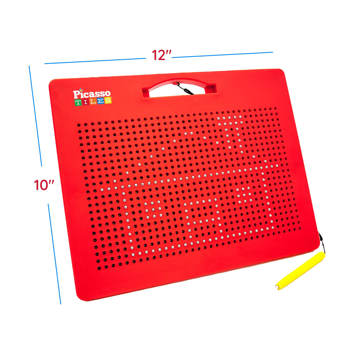 PicassoTiles Toys Magnetic Drawing Board 12x10 inch Large 748 Bead Magnet Tablet Pad Erasable Reusable Writing Playboard STEM Toys Educational Playset