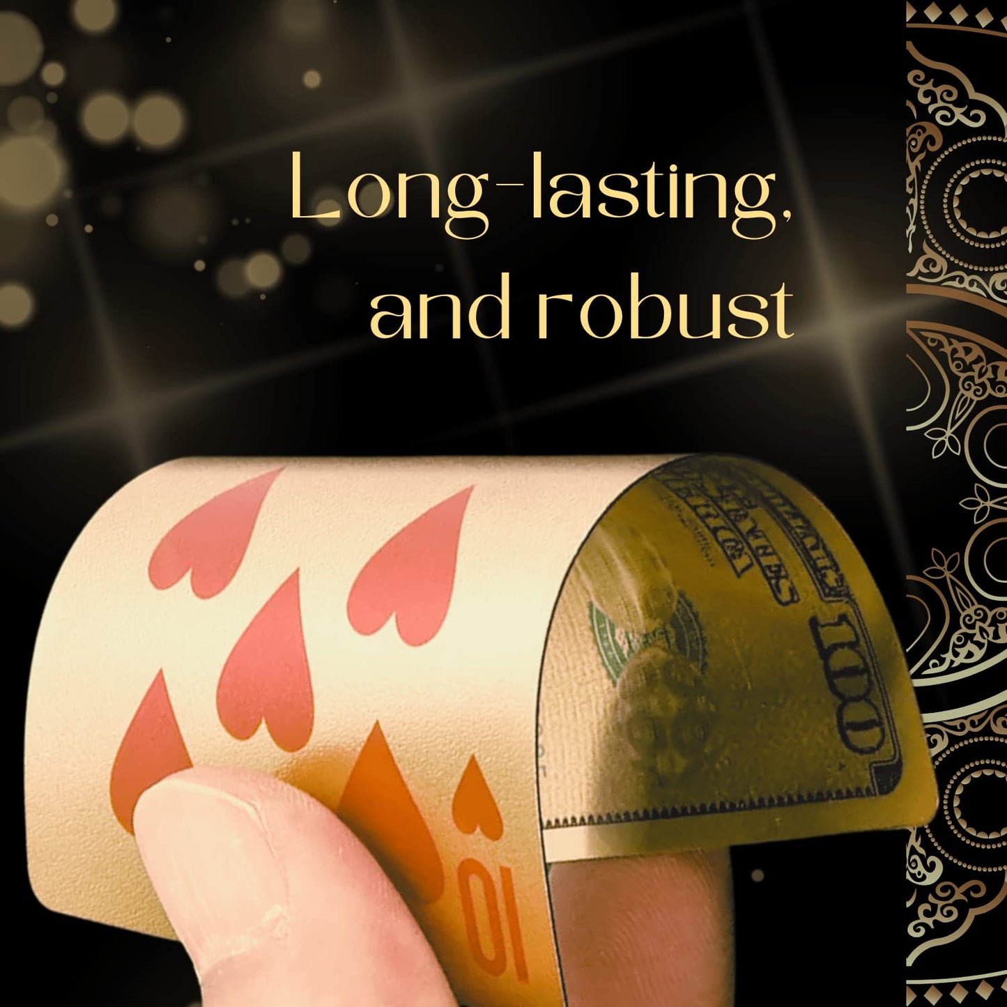 Magic Kiss Waterproof Gold and Silver Foil Poker Playing Cards, Deck of Plastic Playing Cards Gift (3 Decks/Gold + Silver + Black)