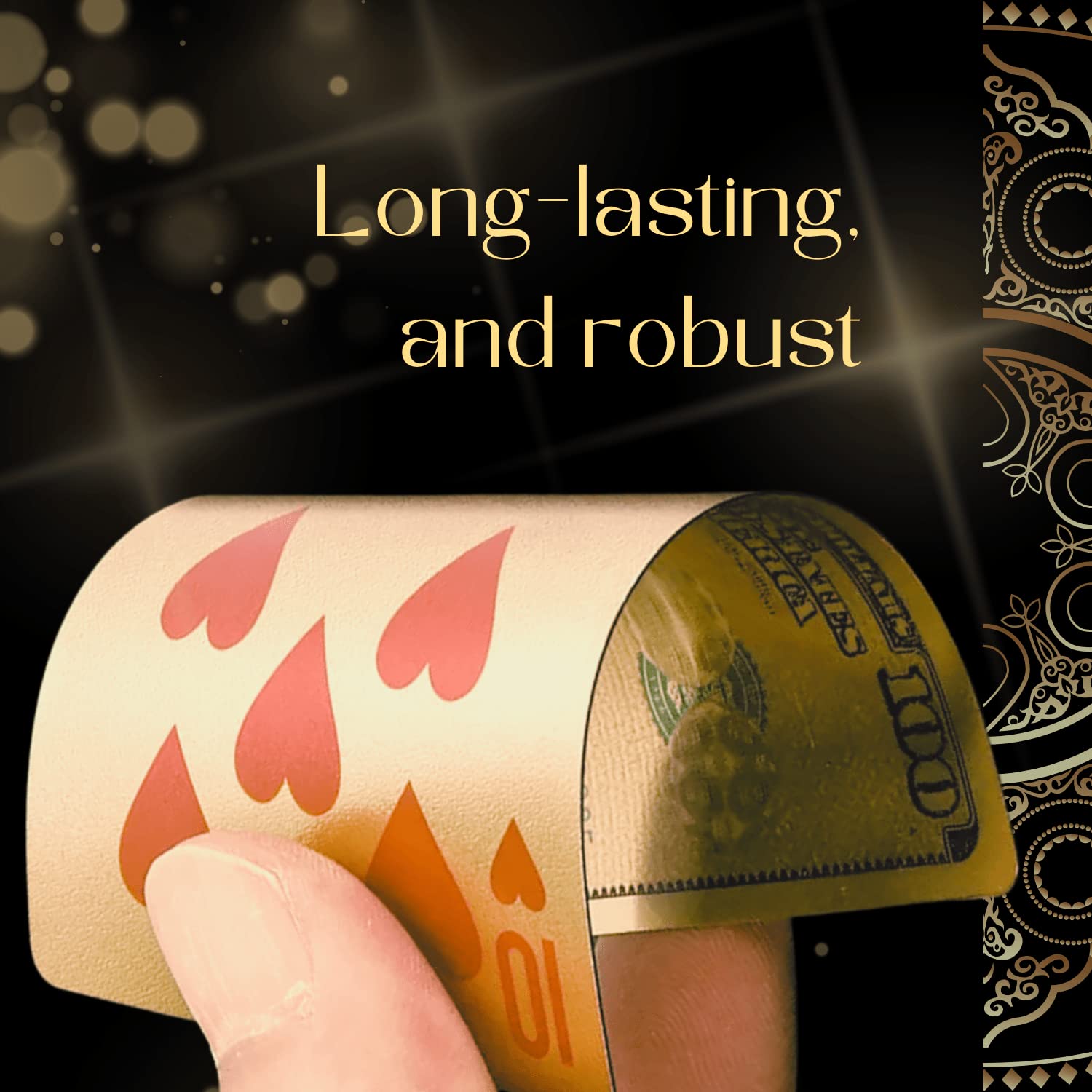 Magic Kiss Waterproof Gold and Silver Foil Poker Playing Cards, Deck of Plastic Playing Cards Gift (3 Decks/Gold + Silver + Black)