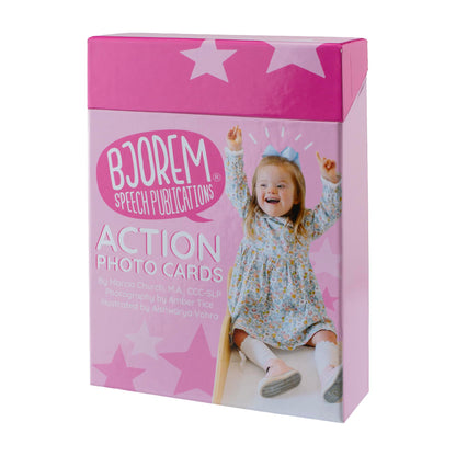 Bjorem Speech® Action Photo Cards - Engaging Speech Therapy Tool for Verb Recognition and Language Development - 50 Diverse and Educational Cards