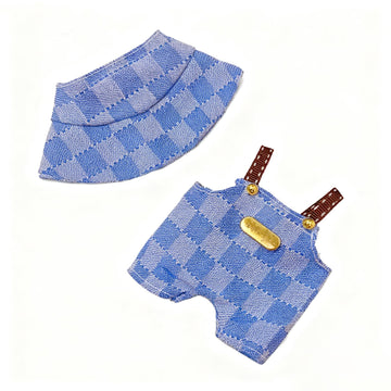 Clothes Set for 17cm Doll (NO Doll) Stylish Outfit Accessories Suit Hat & Overalls Set Blue Denim Suit