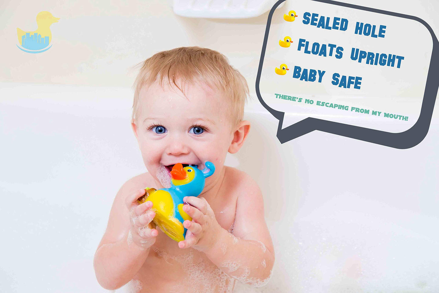 3" Rubber Duck [Sealed Hole, Floats Upright] - Baby Safe Bathtub Bathing Toy - Snorkel Rubber Duck