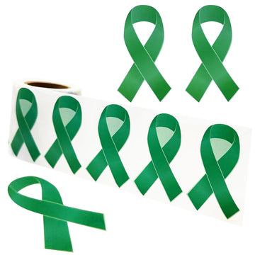 Llxieym Green Ribbon Awareness Stickers Mental Health Awareness Ribbon Sticker for Cerebral Palsy, Liver Cancer, Mental Health, Charity Public Social