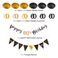 60th Birthday Decoration Kit, Happy 60th Birthday Banner Bunting Swirls Streamers, Triangle Flag Banner for Birthday Party Decorations Supplies Black